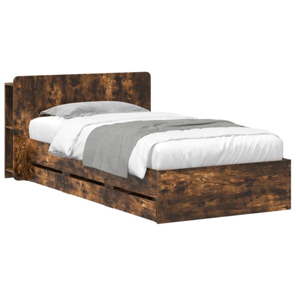 vidaXL Rám postele so skladom Dymový dub 75 x 190 cm Kompozitné drevo – Obrázok 2