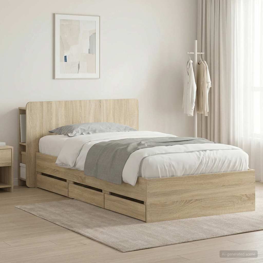 3433910_1.jpg vidaXL Rám postele so skladom Dub sonoma 75 x 190 cm Kompozitné drevo – Obrázok 1