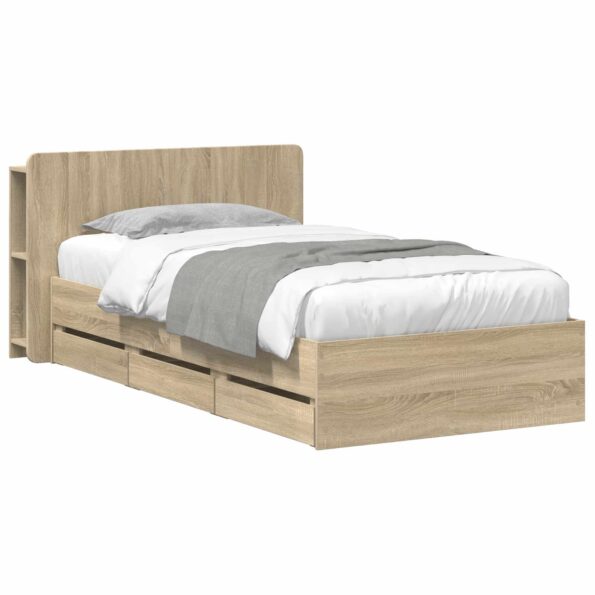 vidaXL Rám postele so skladom Dub sonoma 75 x 190 cm Kompozitné drevo – Obrázok 2