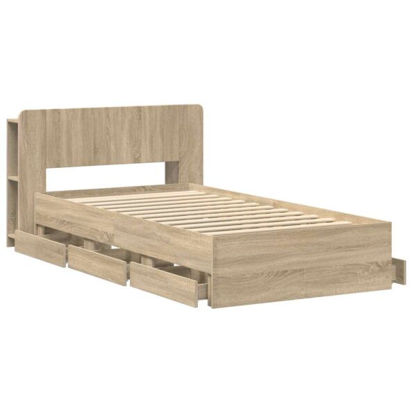 vidaXL Rám postele so skladom Dub sonoma 75 x 190 cm Kompozitné drevo – Obrázok 4