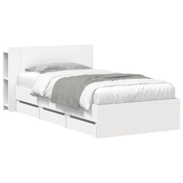vidaXL Rám postele so skladom Biela 75 x 190 cm Kompozitné drevo – Obrázok 2