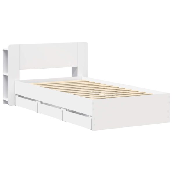 vidaXL Rám postele so skladom Biela 75 x 190 cm Kompozitné drevo – Obrázok 3