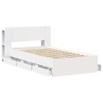 vidaXL Rám postele so skladom Biela 75 x 190 cm Kompozitné drevo – Obrázok 4