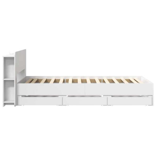 vidaXL Rám postele so skladom Biela 75 x 190 cm Kompozitné drevo – Obrázok 5