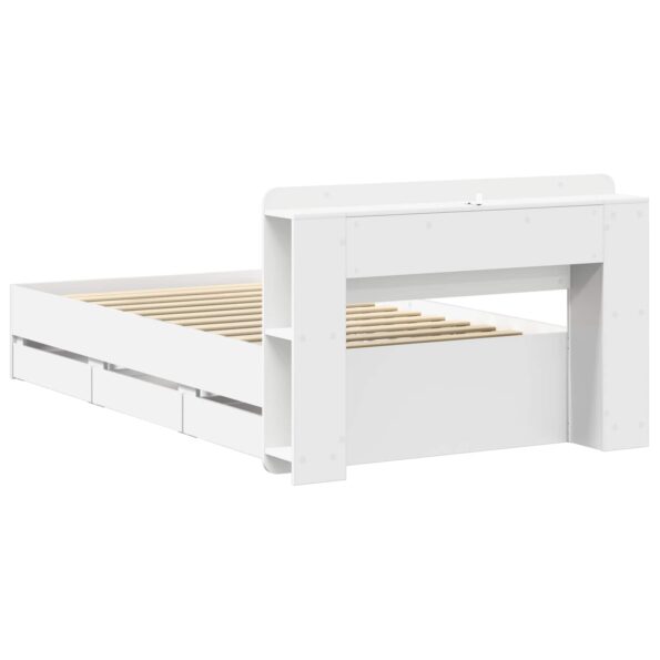 vidaXL Rám postele so skladom Biela 75 x 190 cm Kompozitné drevo – Obrázok 6