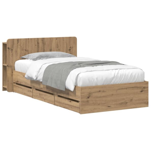 vidaXL Rám postele so skladom Dub artisan 80 x 200 cm Kompozitné drevo – Obrázok 2