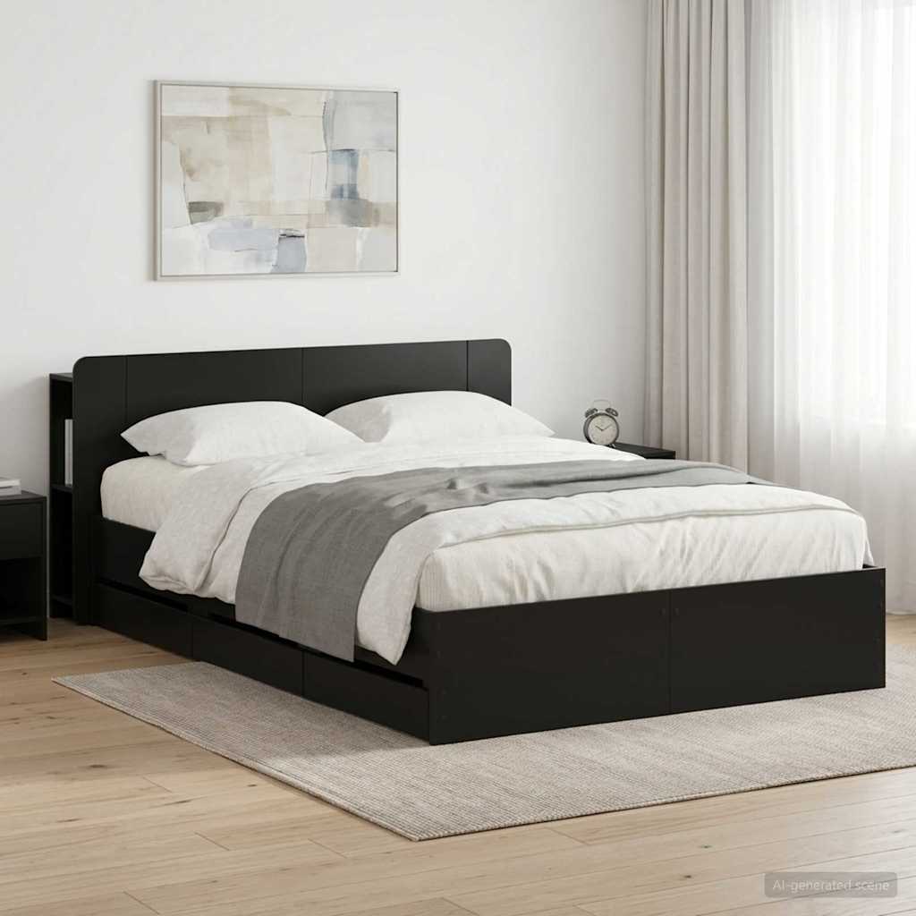 3433967_1.jpg vidaXL Rám postele so skladom Čierna 150 x 200 cm Kompozitné drevo – Obrázok 1
