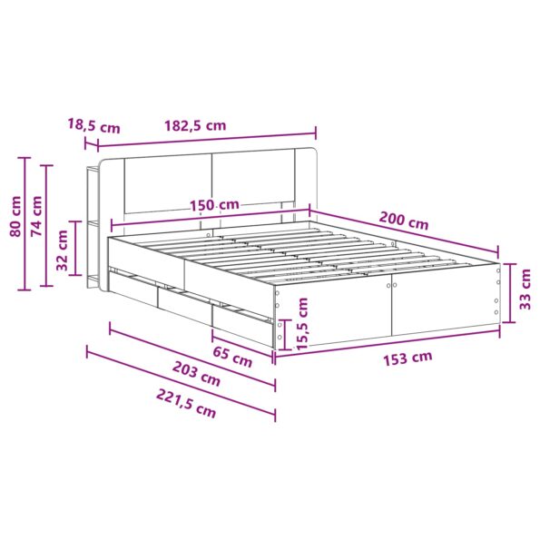 vidaXL Rám postele so skladom Čierna 150 x 200 cm Kompozitné drevo – Obrázok 10