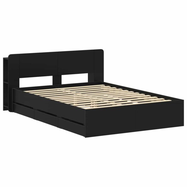 vidaXL Rám postele so skladom Čierna 150 x 200 cm Kompozitné drevo – Obrázok 3