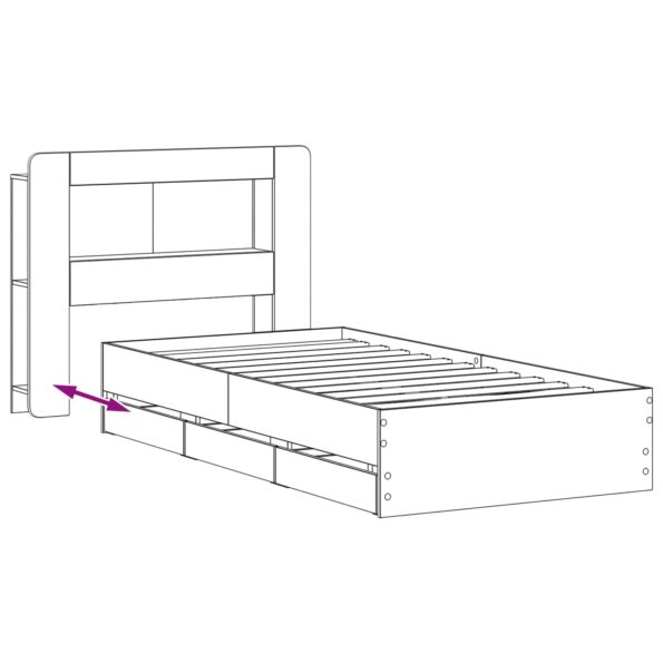 vidaXL Rám postele so skladom Dymový dub 75 x 190 cm Kompozitné drevo – Obrázok 9
