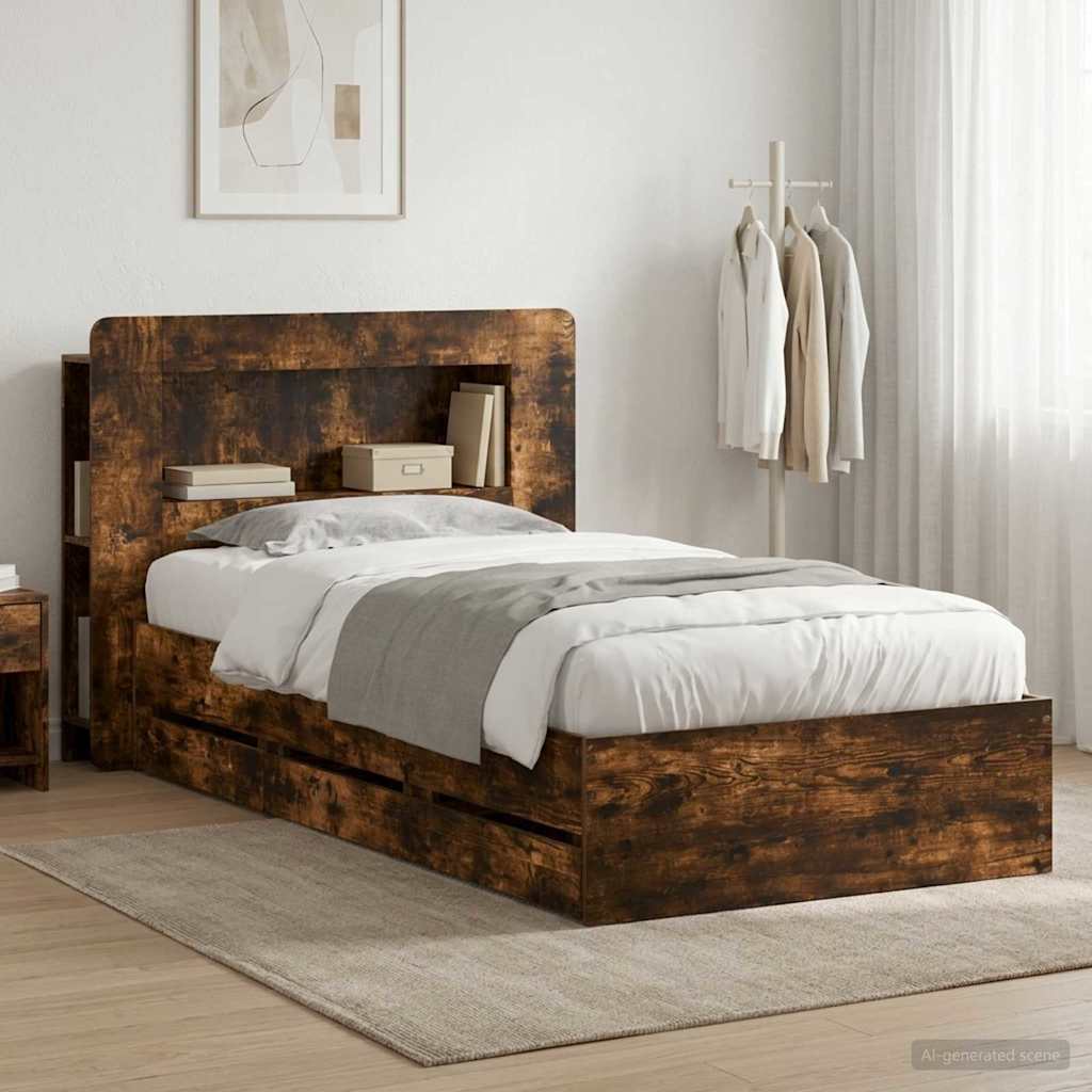 3434007_1.jpg vidaXL Rám postele so skladom Dymový dub 90 x 190 cm Kompozitné drevo – Obrázok 1