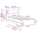 vidaXL Rám postele so skladom Dymový dub 90 x 190 cm Kompozitné drevo – Obrázok 10
