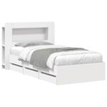 vidaXL Rám postele so skladom Biela 90 x 190 cm Kompozitné drevo – Obrázok 2