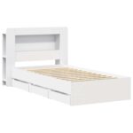 vidaXL Rám postele so skladom Biela 90 x 190 cm Kompozitné drevo – Obrázok 3