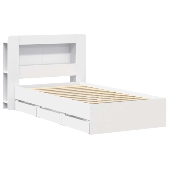 vidaXL Rám postele so skladom Biela 90 x 190 cm Kompozitné drevo – Obrázok 3