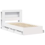 vidaXL Rám postele so skladom Biela 90 x 190 cm Kompozitné drevo – Obrázok 4