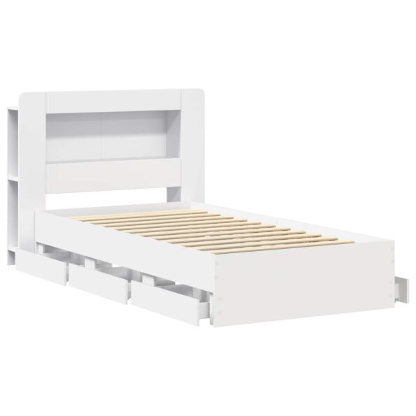 vidaXL Rám postele so skladom Biela 90 x 190 cm Kompozitné drevo – Obrázok 4