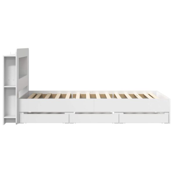 vidaXL Rám postele so skladom Biela 90 x 190 cm Kompozitné drevo – Obrázok 5