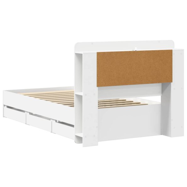 vidaXL Rám postele so skladom Biela 90 x 190 cm Kompozitné drevo – Obrázok 6