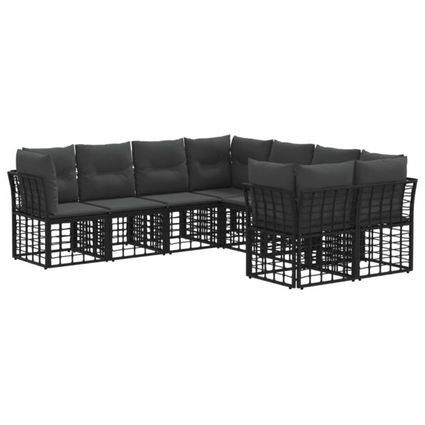 vidaXL Záhradná súprava gaučov 8 pcs Čierna a tmavošedá Polyester – Obrázok 2