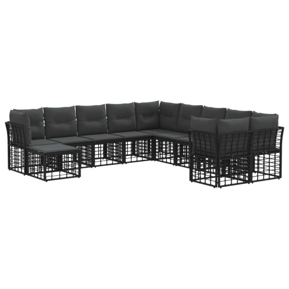 vidaXL Záhradná súprava gaučov 11 pcs Čierna a tmavošedá Polyester – Obrázok 2