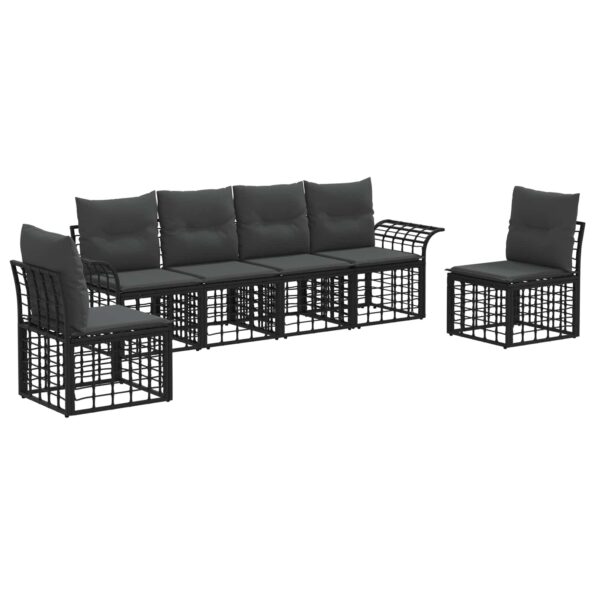 vidaXL Záhradná súprava gaučov 6 pcs Čierna a tmavošedá Polyester – Obrázok 2