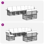 vidaXL Záhradná súprava gaučov 8 pcs Prírodná a krémovo biela – Obrázok 6