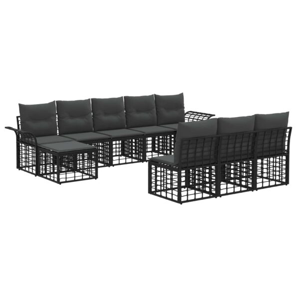 vidaXL Záhradná súprava gaučov 9 pcs Čierna a tmavošedá Polyester – Obrázok 2