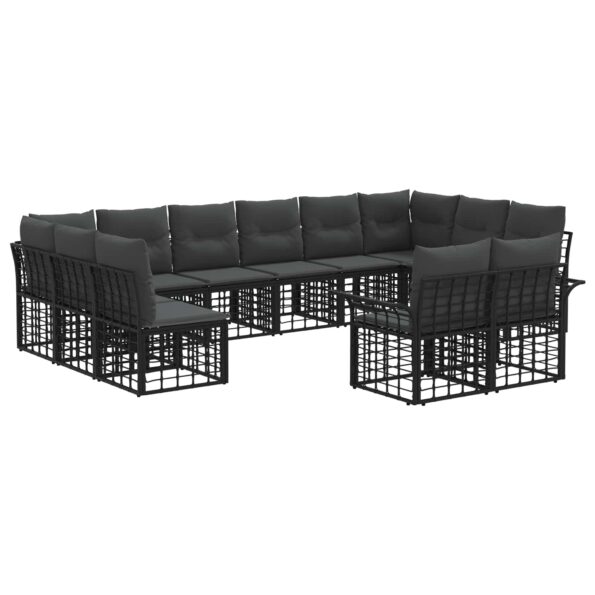 vidaXL Záhradná súprava gaučov 12 pcs Čierna a tmavošedá Polyester – Obrázok 2