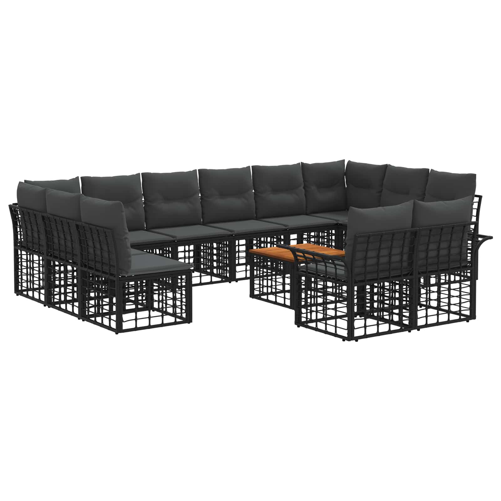3437787_1.jpg vidaXL Záhradná súprava gaučov 13 pcs Čierna a tmavošedá Polyester – Obrázok 1
