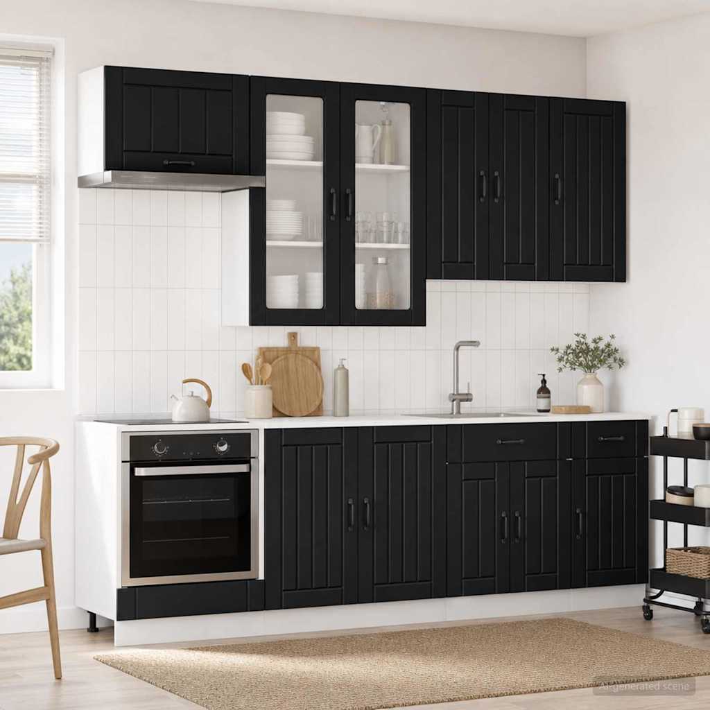 3438144_1.jpg vidaXL Kuchynská jednotka LUCCA 8 pcs Čierna Kompozitné drevo – Obrázok 1