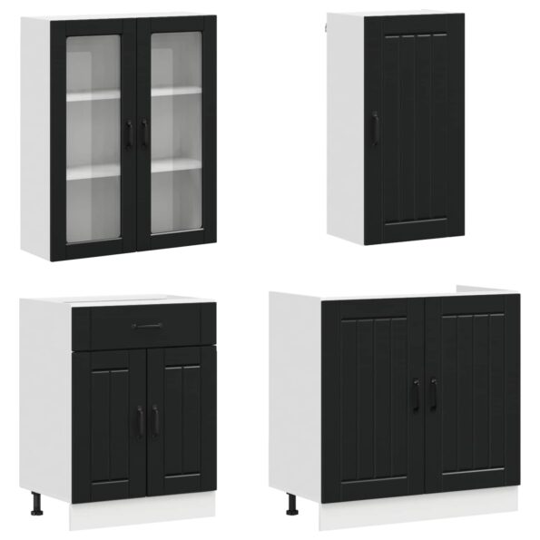 vidaXL Kuchynská jednotka LUCCA 8 pcs Čierna Kompozitné drevo – Obrázok 3