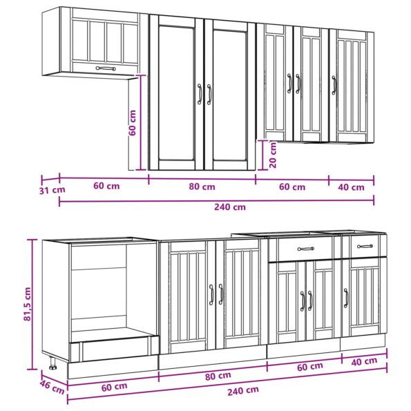 vidaXL Kuchynská jednotka LUCCA 8 pcs Čierna Kompozitné drevo – Obrázok 9