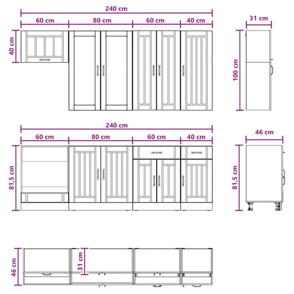 vidaXL Kuchynská jednotka LUCCA 8 pcs Biela s vysokým leskom – Obrázok 9