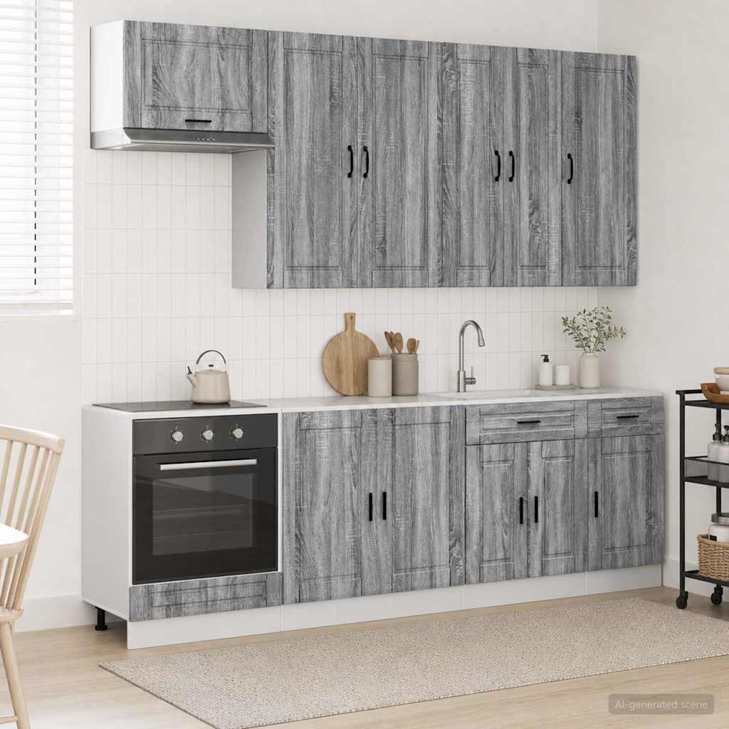 3438169_1.jpg vidaXL Kuchynská jednotka PORTO 8 pcs Sivý Sonoma Kompozitné drevo – Obrázok 1