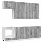 vidaXL Kuchynská jednotka PORTO 8 pcs Sivý Sonoma Kompozitné drevo – Obrázok 2
