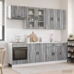 vidaXL Kuchynská jednotka PORTO 8 pcs Sivý Sonoma Kompozitné drevo