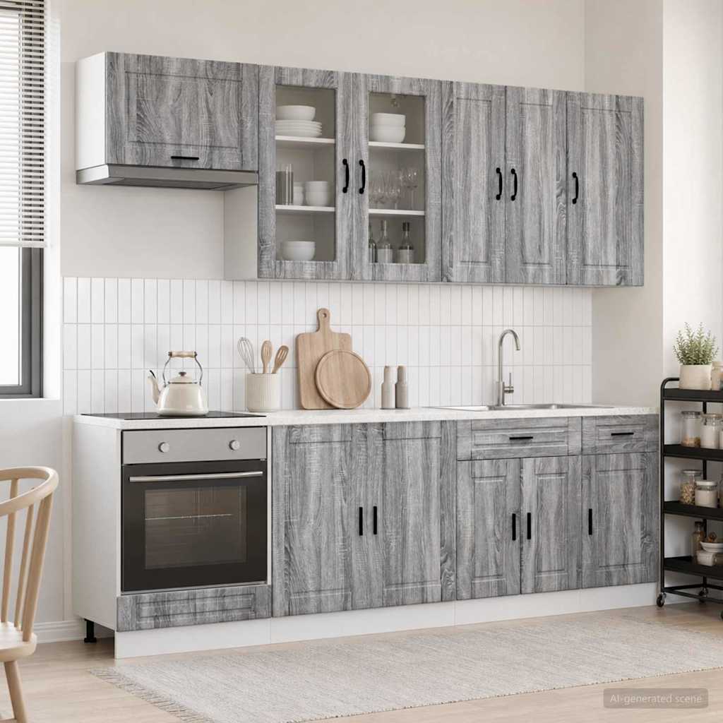 3438179_1.jpg vidaXL Kuchynská jednotka PORTO 8 pcs Sivý Sonoma Kompozitné drevo – Obrázok 1