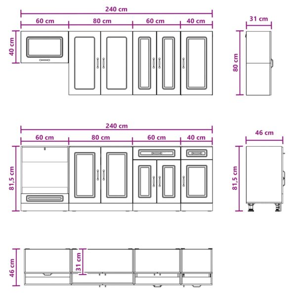 vidaXL Kuchynská jednotka KALMAR 8 pcs Biela Kompozitné drevo – Obrázok 8