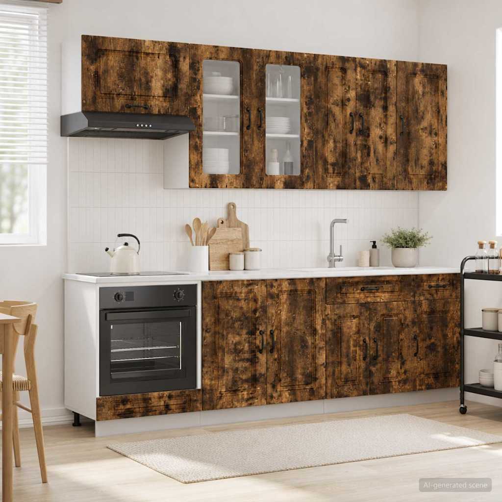 3438188_1.jpg vidaXL Kuchynská jednotka KALMAR 8 pcs Dymový dub Kompozitné drevo – Obrázok 1