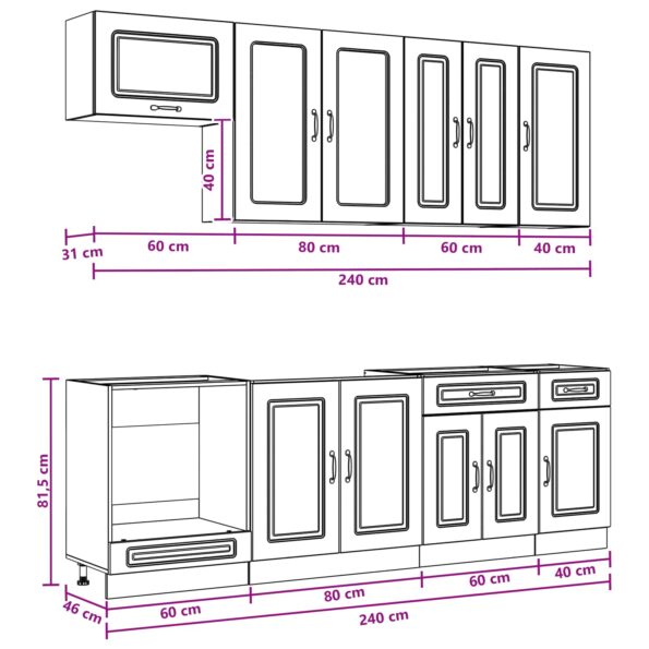 vidaXL Kuchynská jednotka KALMAR 8 pcs Dymový dub Kompozitné drevo – Obrázok 9