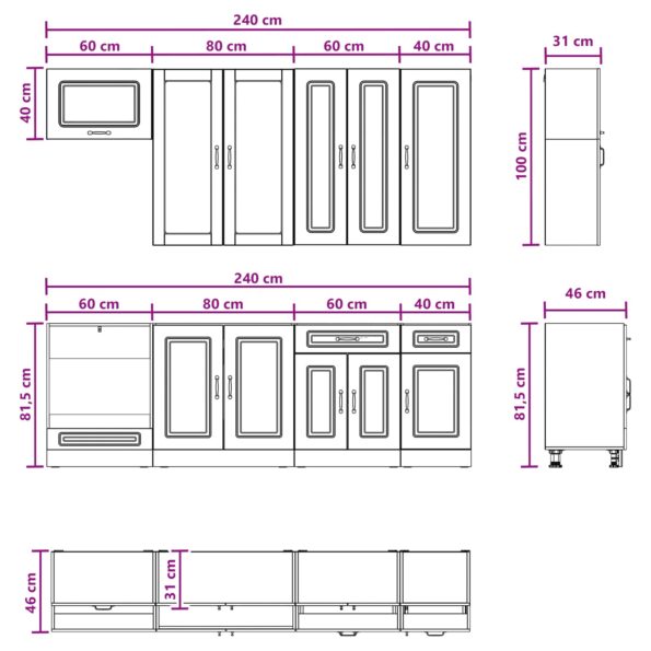 vidaXL Kuchynská jednotka KALMAR 8 pcs Dub artisan Kompozitné drevo – Obrázok 9