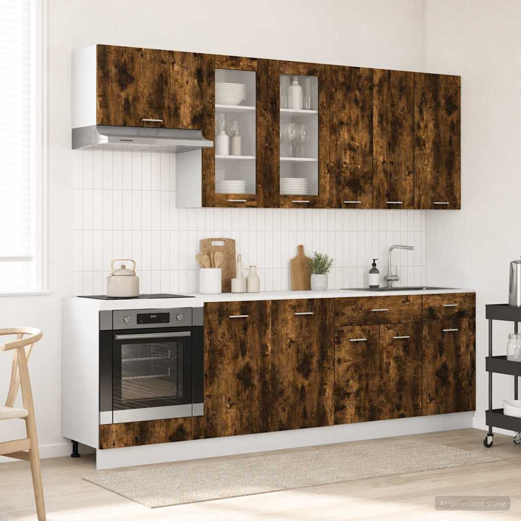 3438207_1.jpg vidaXL Kuchynská jednotka LYON 8 pcs Dymový dub Kompozitné drevo – Obrázok 1