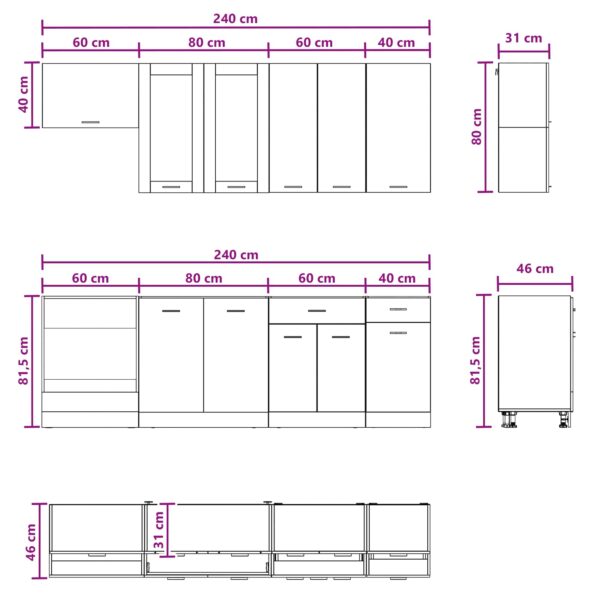 vidaXL Kuchynská jednotka LYON 8 pcs Dub artisan Kompozitné drevo – Obrázok 9