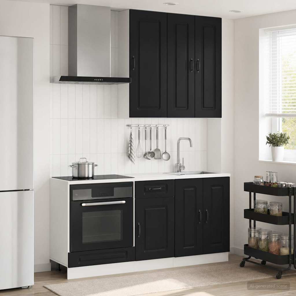 3438246_1.jpg vidaXL Kuchynská jednotka KALMAR 5 pcs Čierna Kompozitné drevo – Obrázok 1