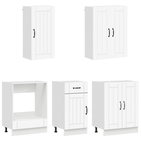 vidaXL Kuchynská jednotka LUCCA 5 pcs Biela Kompozitné drevo – Obrázok 3