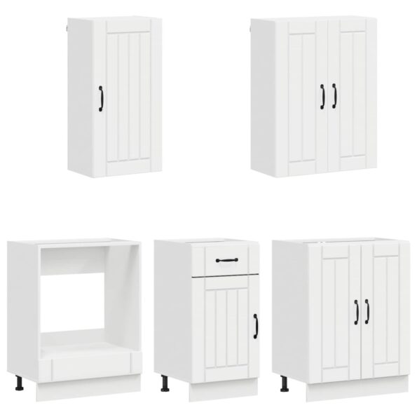 vidaXL Kuchynská jednotka LUCCA 5 pcs Biela s vysokým leskom – Obrázok 3