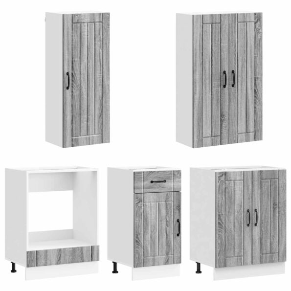 vidaXL Kuchynská jednotka LUCCA 5 pcs Sivý Sonoma Kompozitné drevo – Obrázok 2