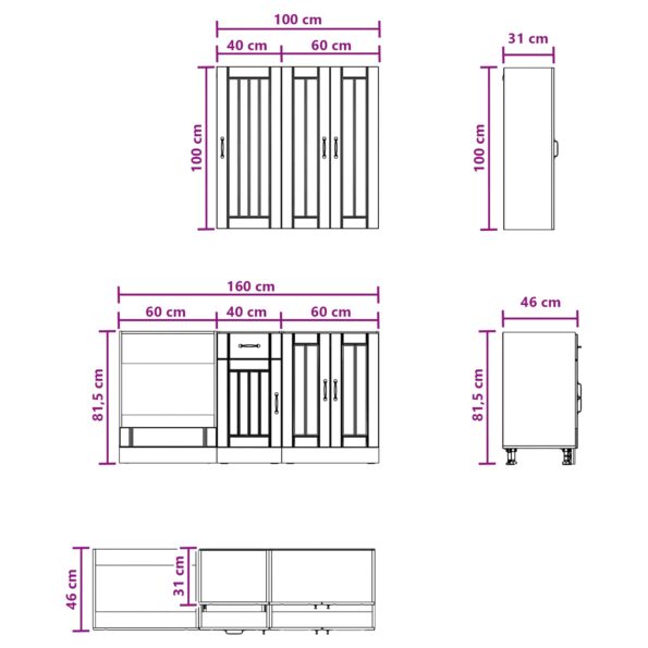 vidaXL Kuchynská jednotka LUCCA 5 pcs Dub artisan Kompozitné drevo – Obrázok 8