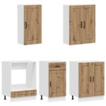 vidaXL Kuchynská jednotka PORTO 5 pcs Dub artisan Kompozitné drevo – Obrázok 3